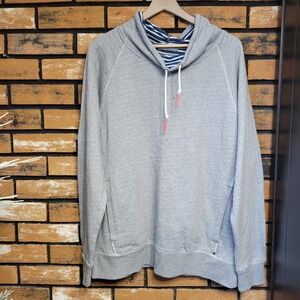 Tommy Bahama Sweatshirt Mens XL Gray Funnel‎ Neck Pockets Nautical Beach Cotton